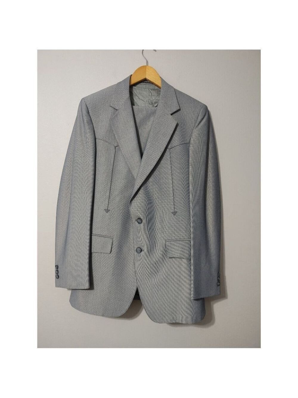 Men's Vintage Warren Sewell Western Light Blue 3-Piece Suit 40R Pant 32R - Picture 2 of 16